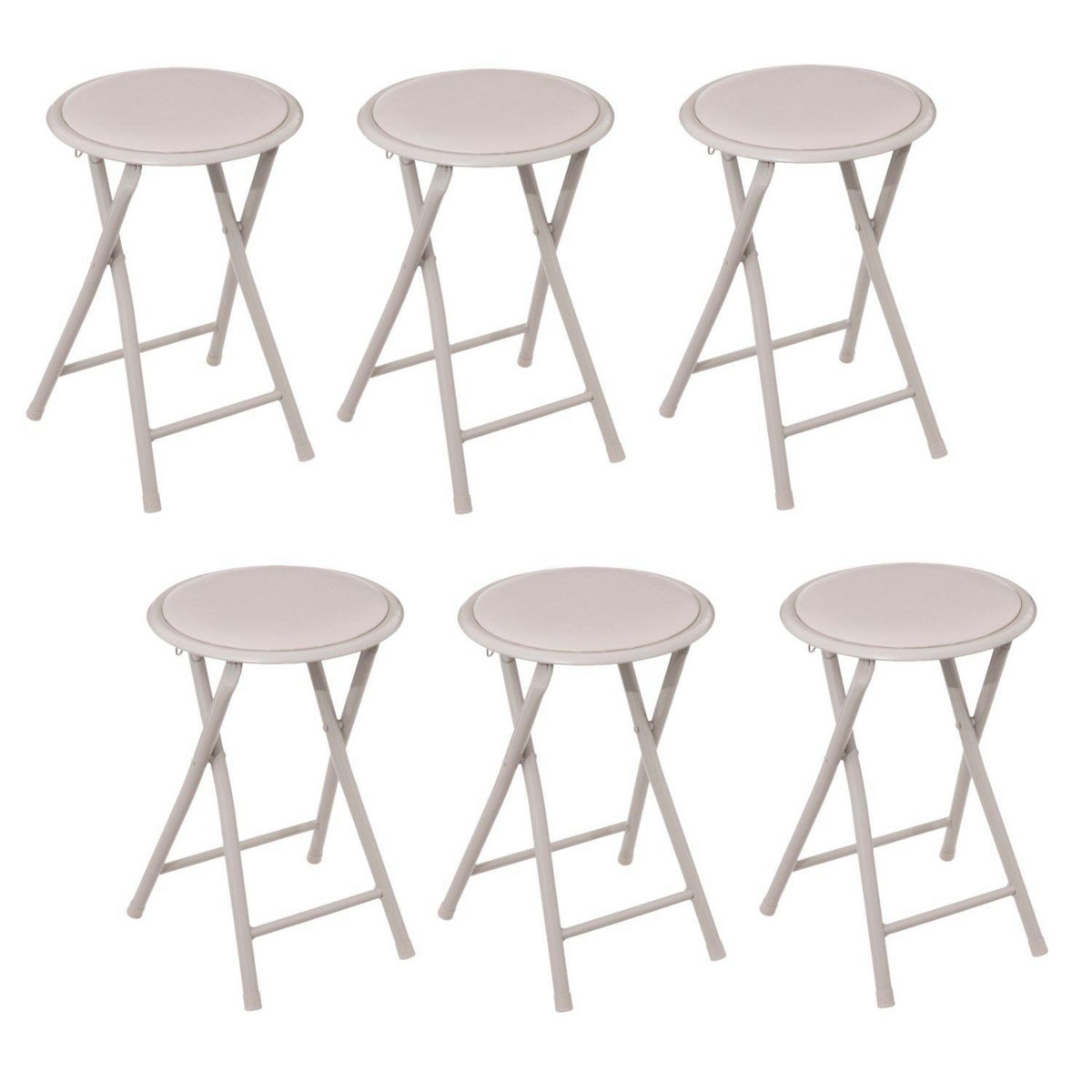 FIVE Lot de 6 tabourets d'appoint pliables en PVC - Beige