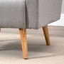 HOMCOM Fauteuil design scandinave dim. 72L x 77l x 93H cm avec coussin pieds effilés bois de hêtre tissu lin gris clair