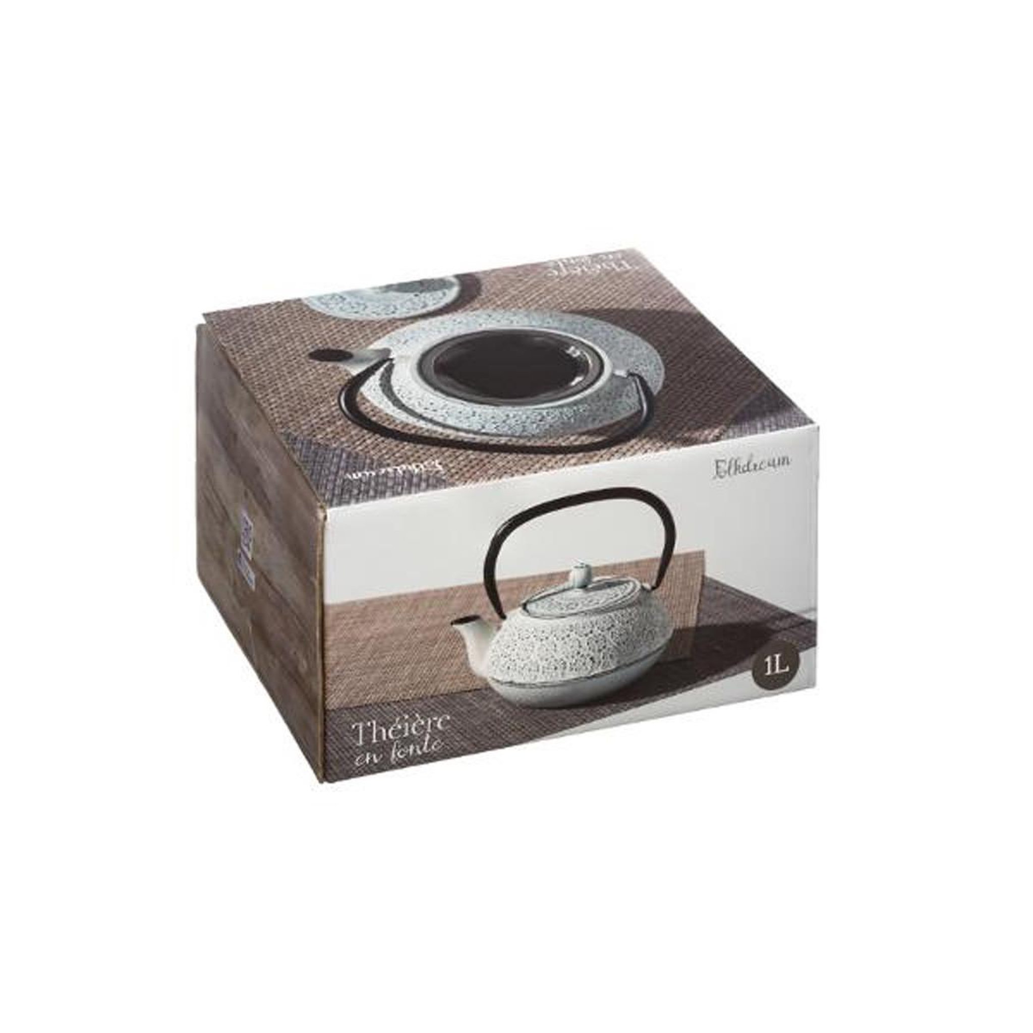 Voir la diapositive 4 : SECRET DE GOURMET Théière en fonte vintage folk - 1000 ml - blanc