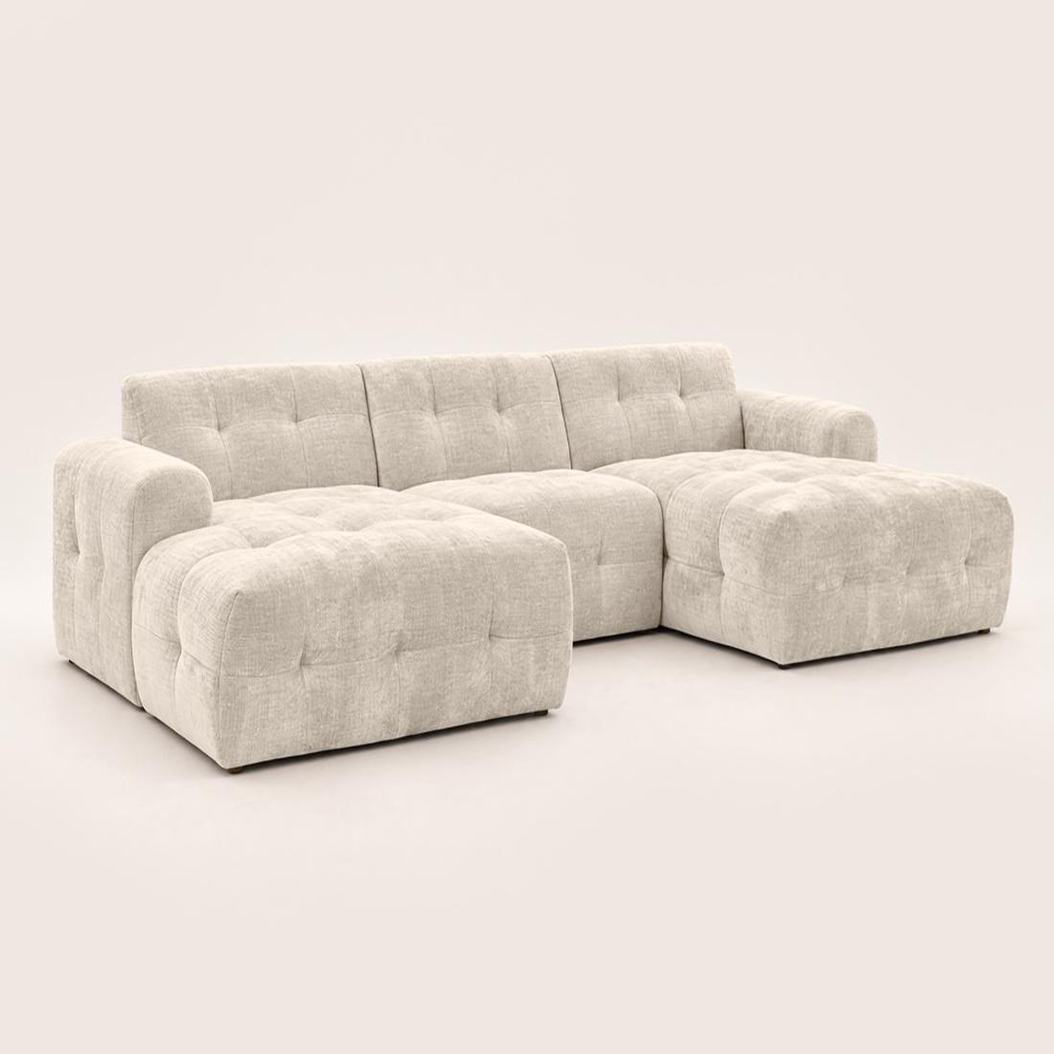 Voir la diapositive 5 : BEST MOBILIER Diane - canapé panoramique en u 6 places en velours texturé