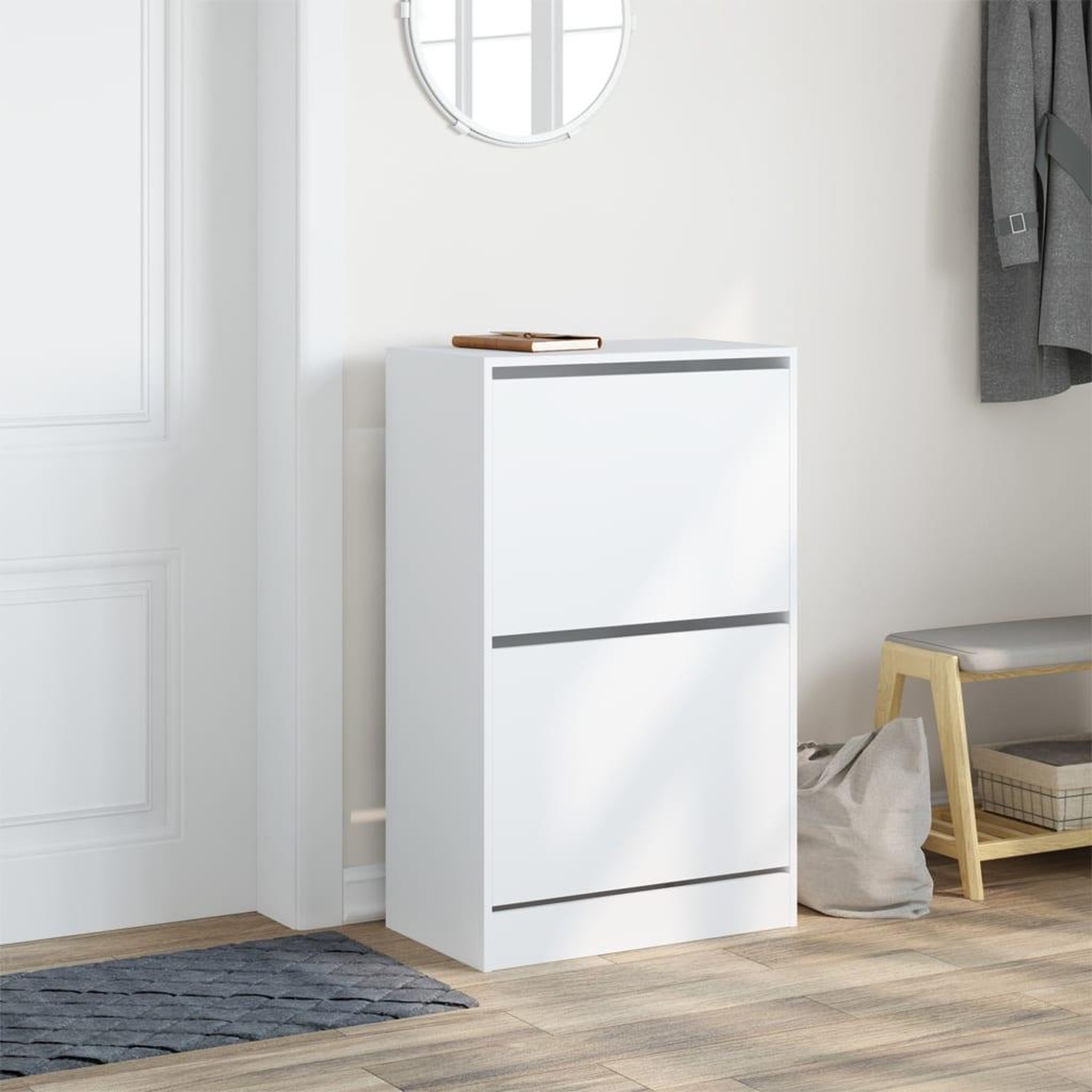 Voir la diapositive 3 : VIDAXL Armoire a chaussures blanc 60x34x96,5 cm bois d'ingenierie