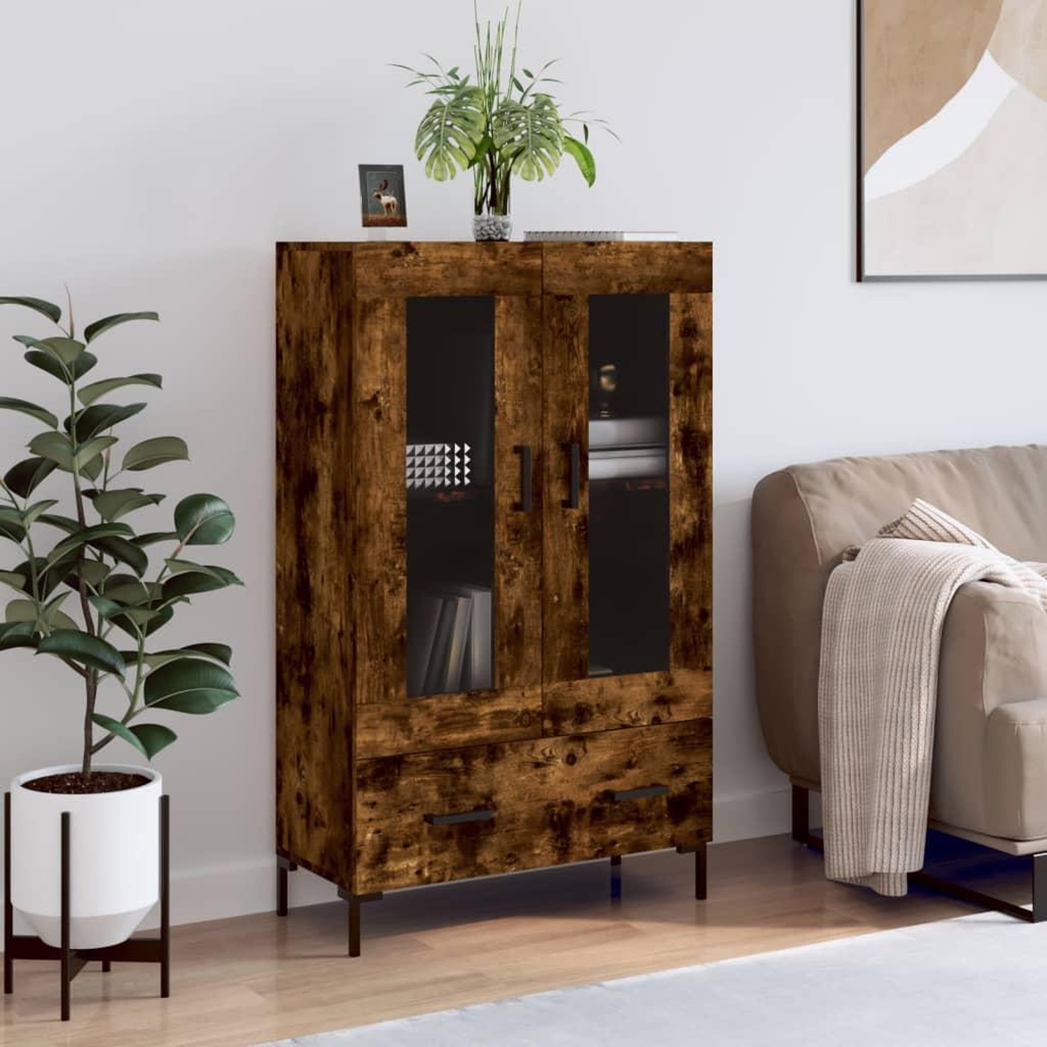 VIDAXL Buffet haut chene fume 69,5x31x115 cm bois d'ingenierie