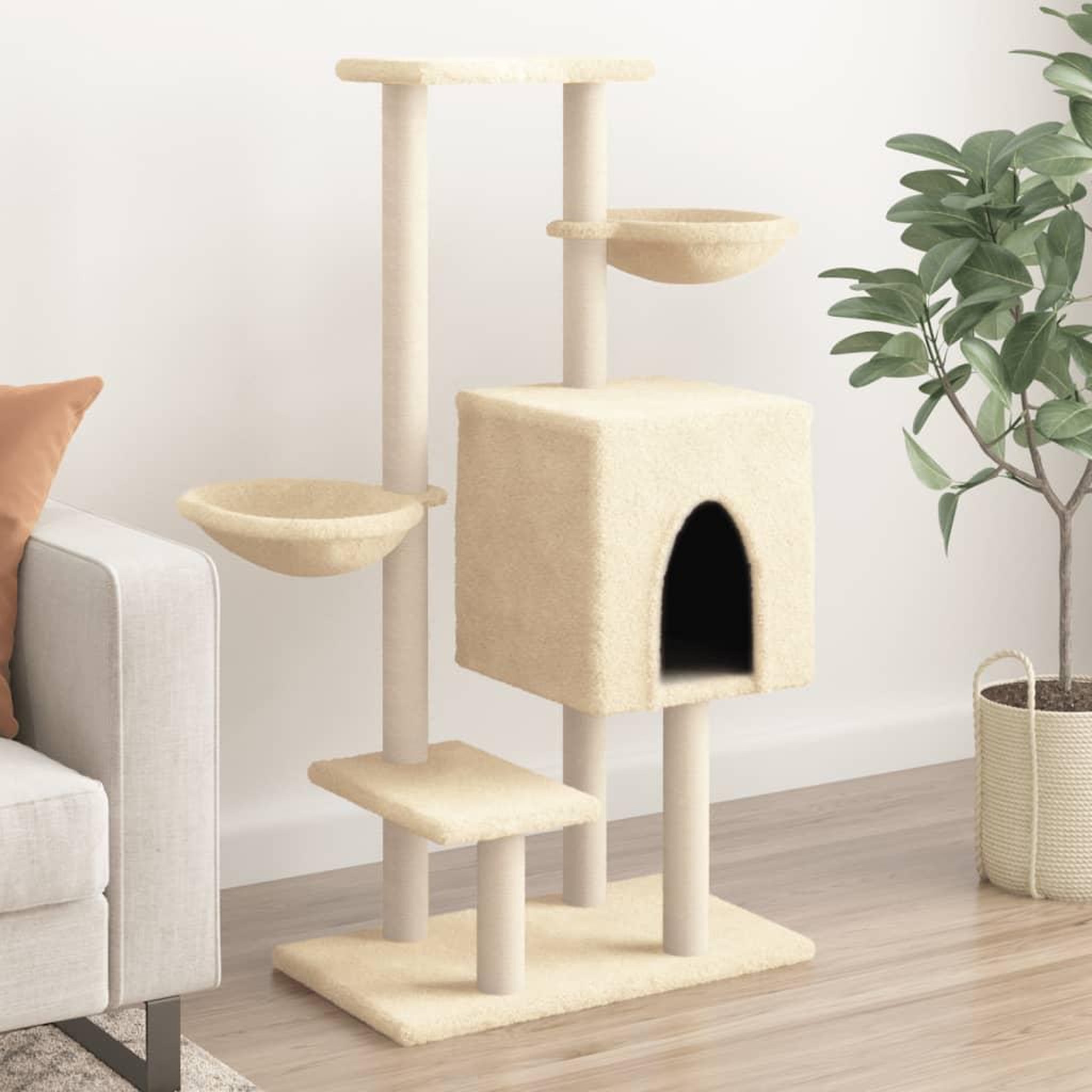 VIDAXL Arbre a chat avec griffoirs en sisal creme 117 cm