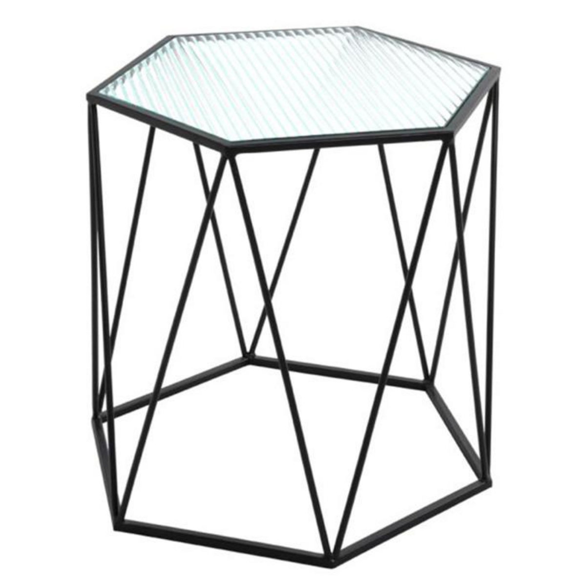 Paris Prix Table d'Appoint Design  Ondulé  46cm Noir