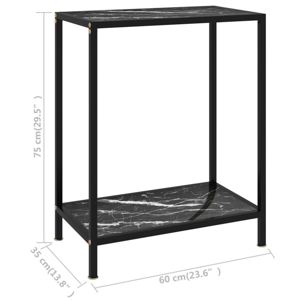 VIDAXL Table console Noir 60x35x75 cm Verre trempe