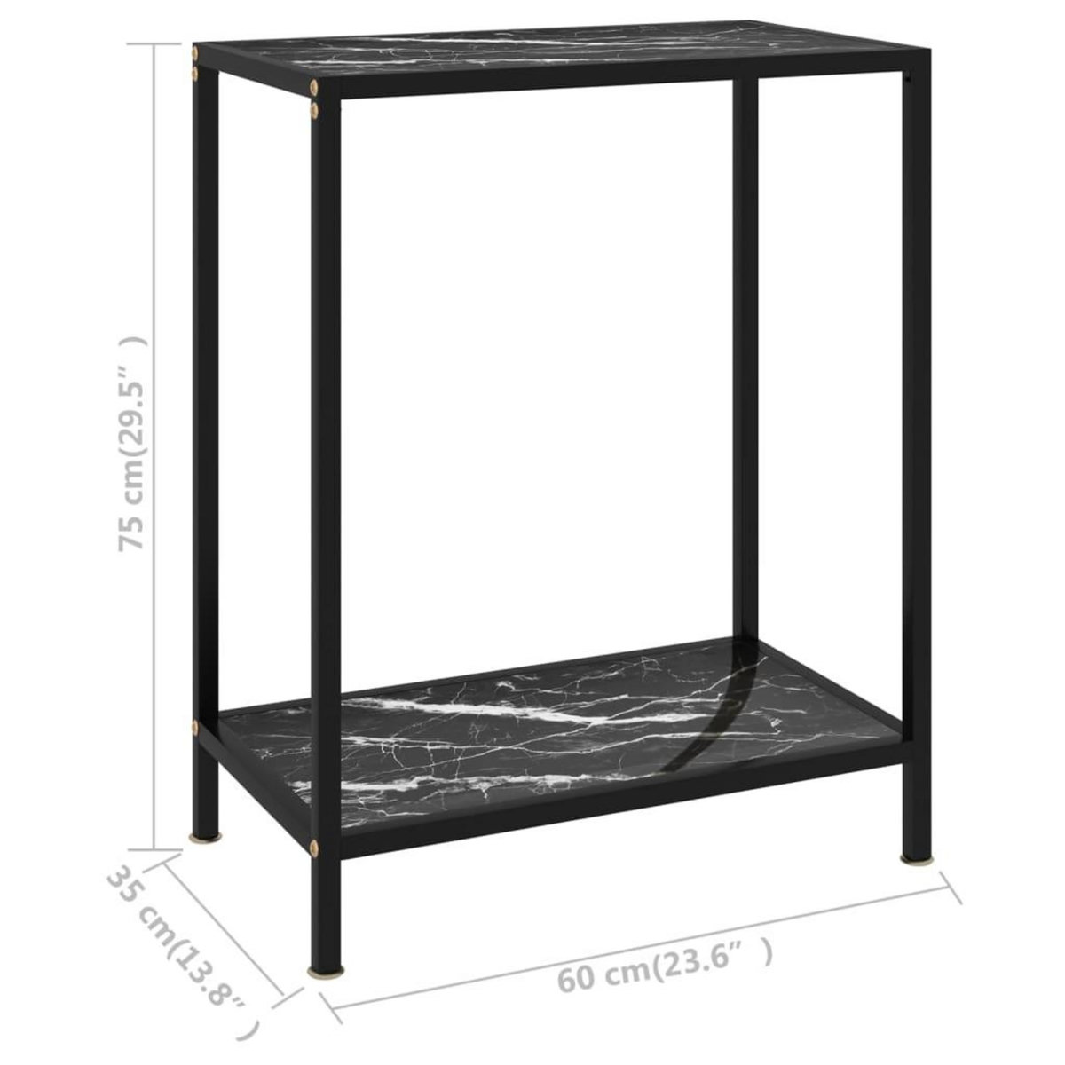 VIDAXL Table console Noir 60x35x75 cm Verre trempe