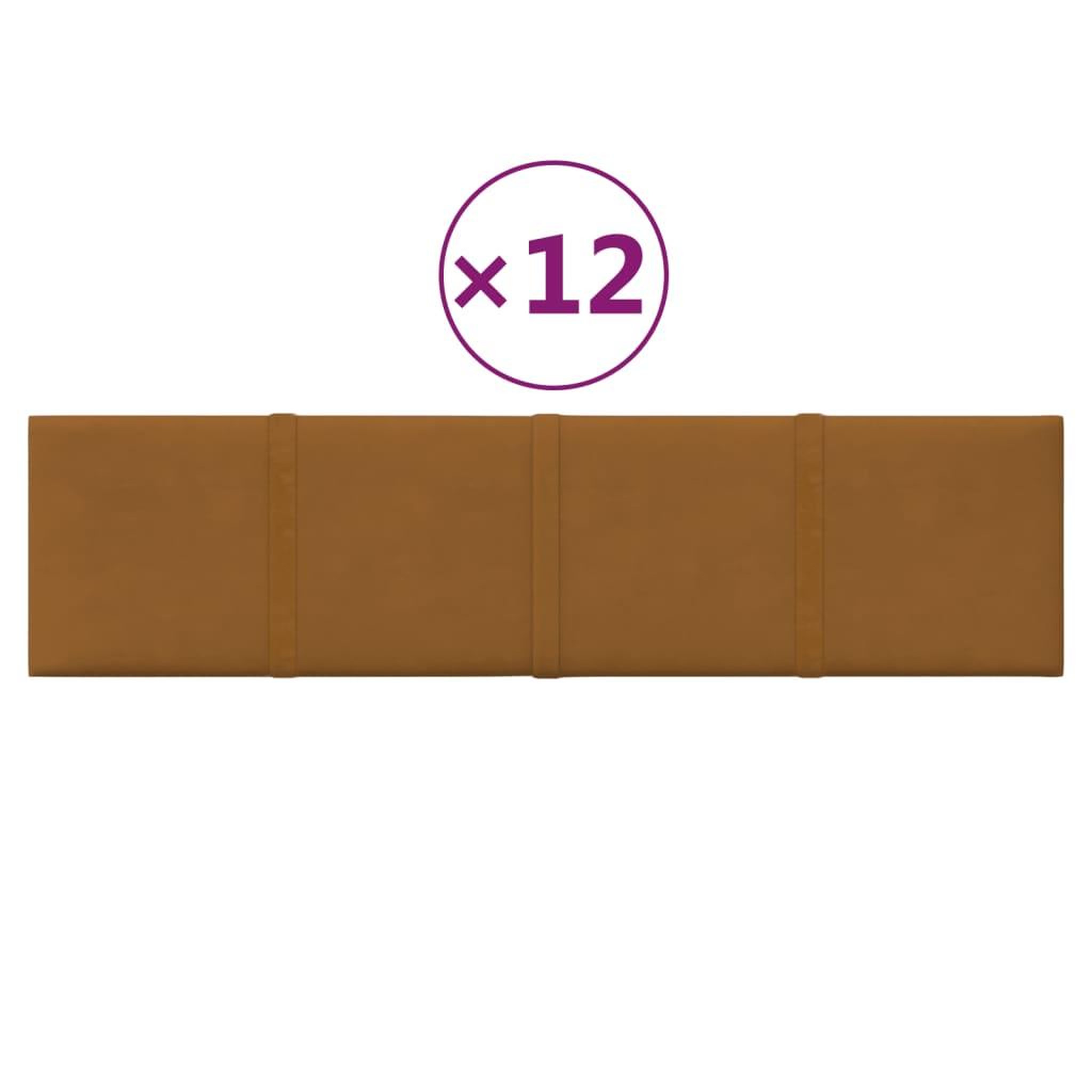 Voir la diapositive 2 : VIDAXL Panneaux muraux 12 pcs Marron 60x15 cm Velours 1,08 m^2