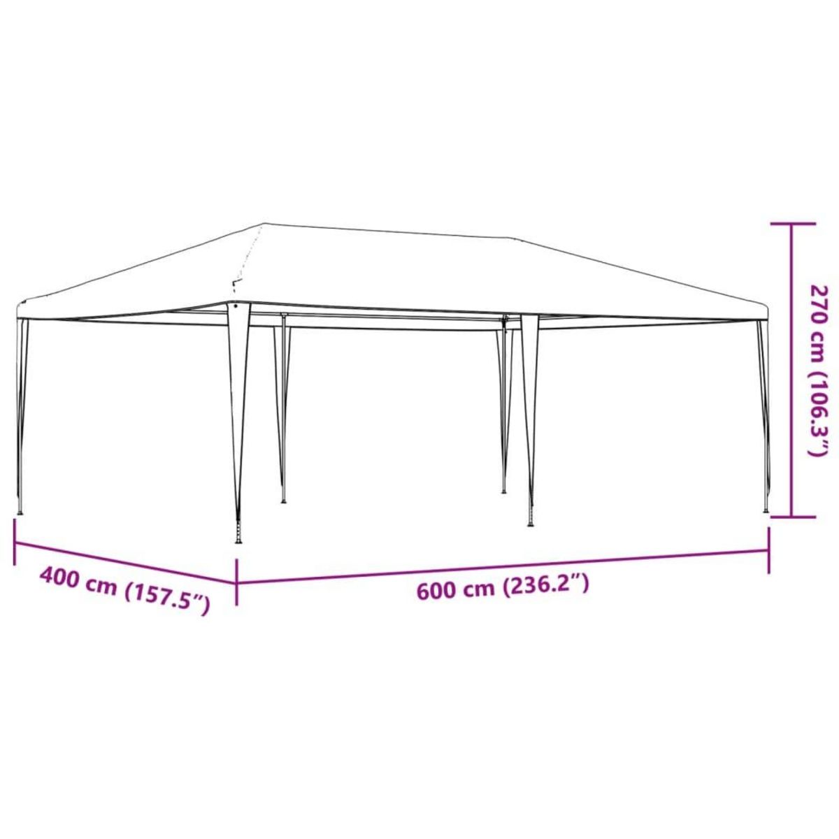 VIDAXL Tente de reception 4x6 m Blanc