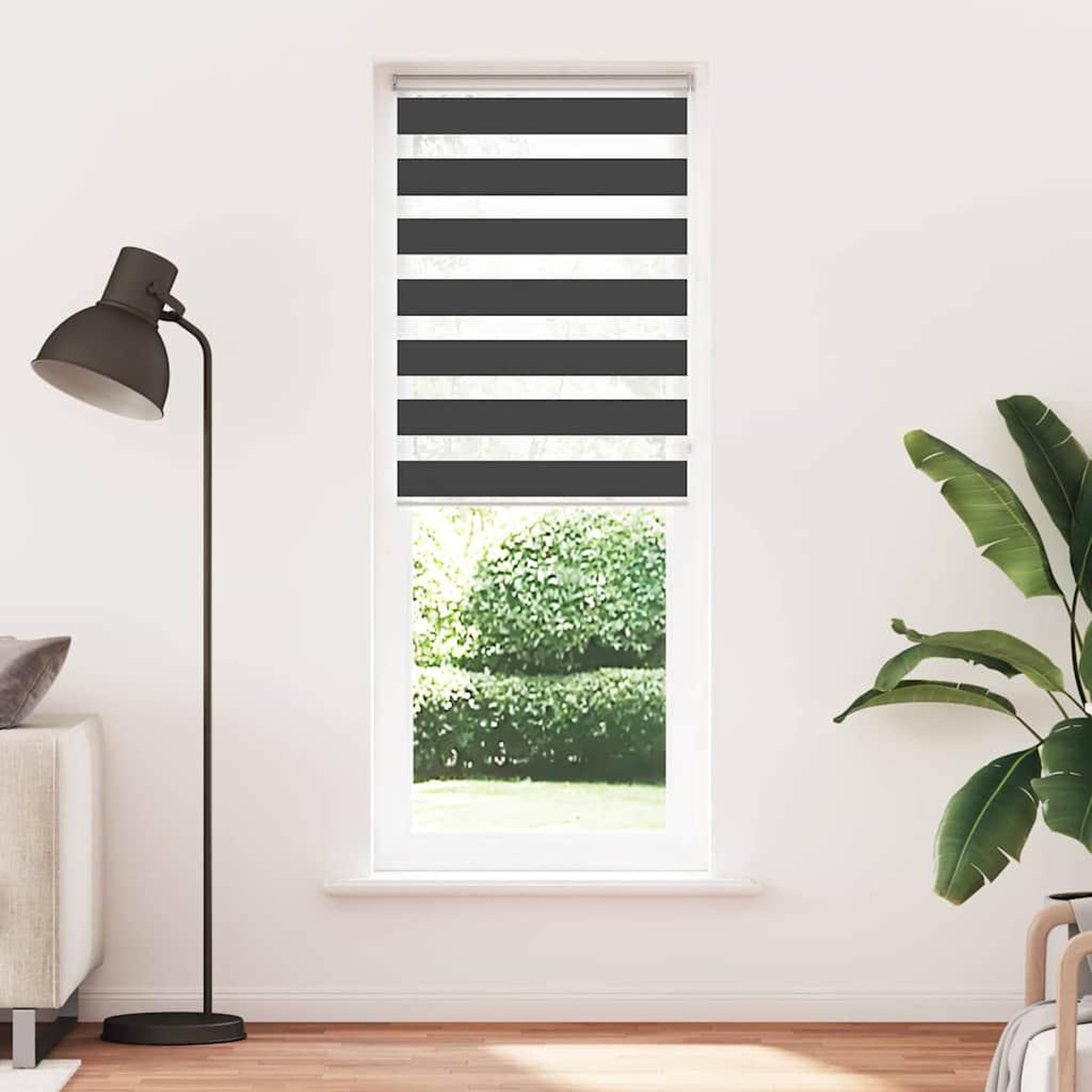Voir la diapositive 2 : VIDAXL Store zebre noir 80x200 cm largeur du tissu 75,9 cm polyester