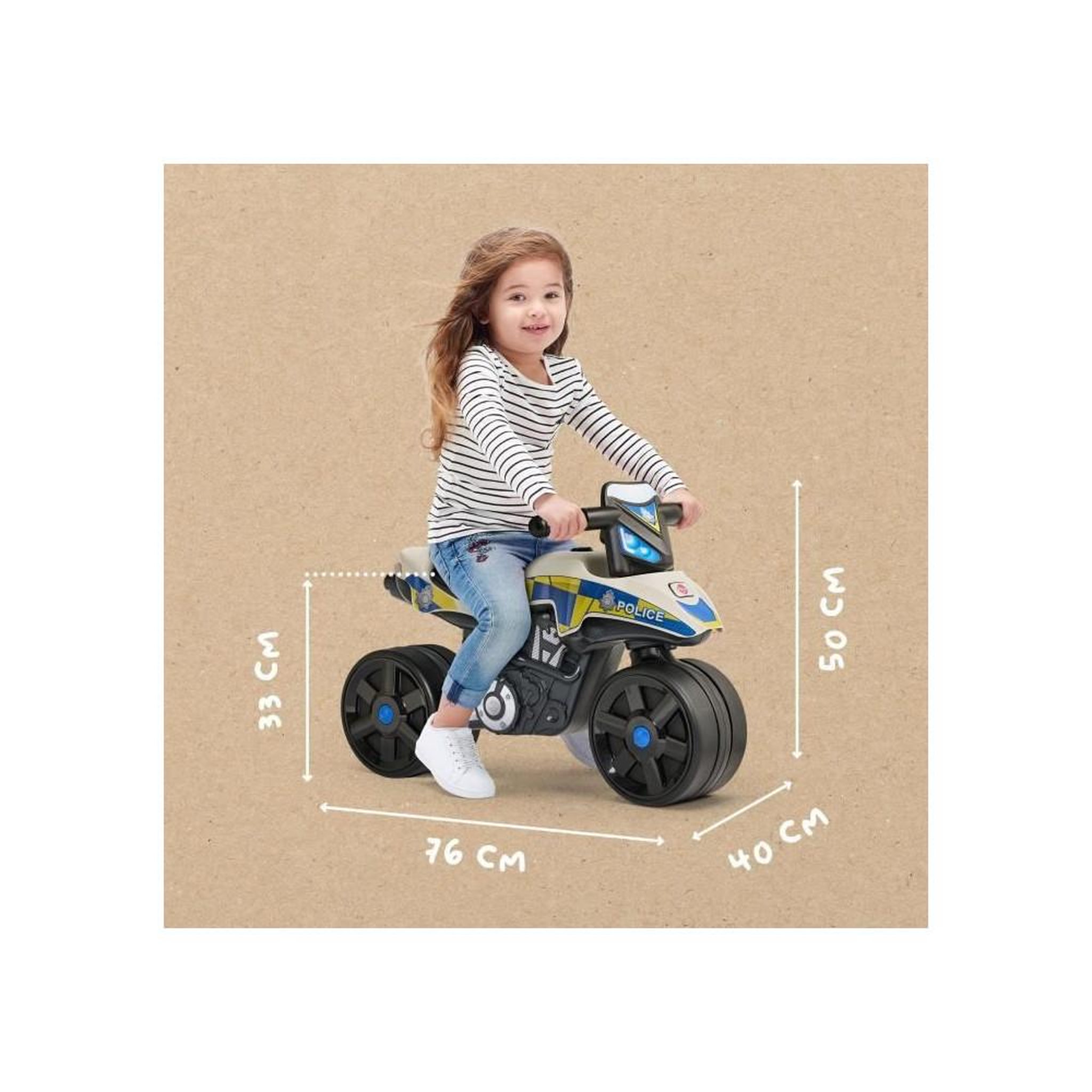 Voir la diapositive 4 : FALK Draisienne Moto Police - FALK - Larges roues et Guidon directionnel - Fabriqué en France - 40% de plastique recyclé - Des 2 an