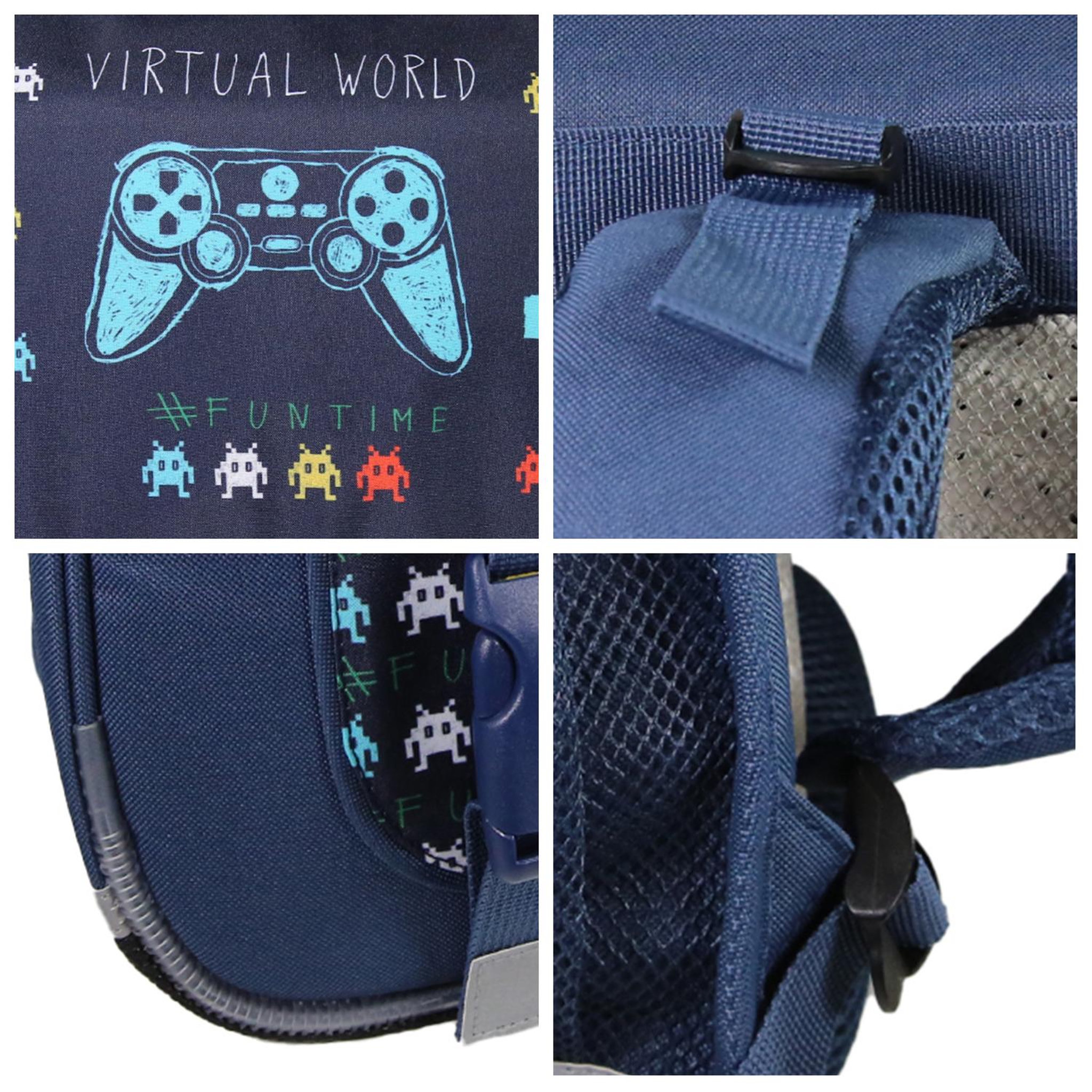 Voir la diapositive 5 : Bagtrotter Cartable Scolaire Primaire 38cm Phileas - Jeux Vidéos Bleu Marine  2 Compartiments - Bagtrotter