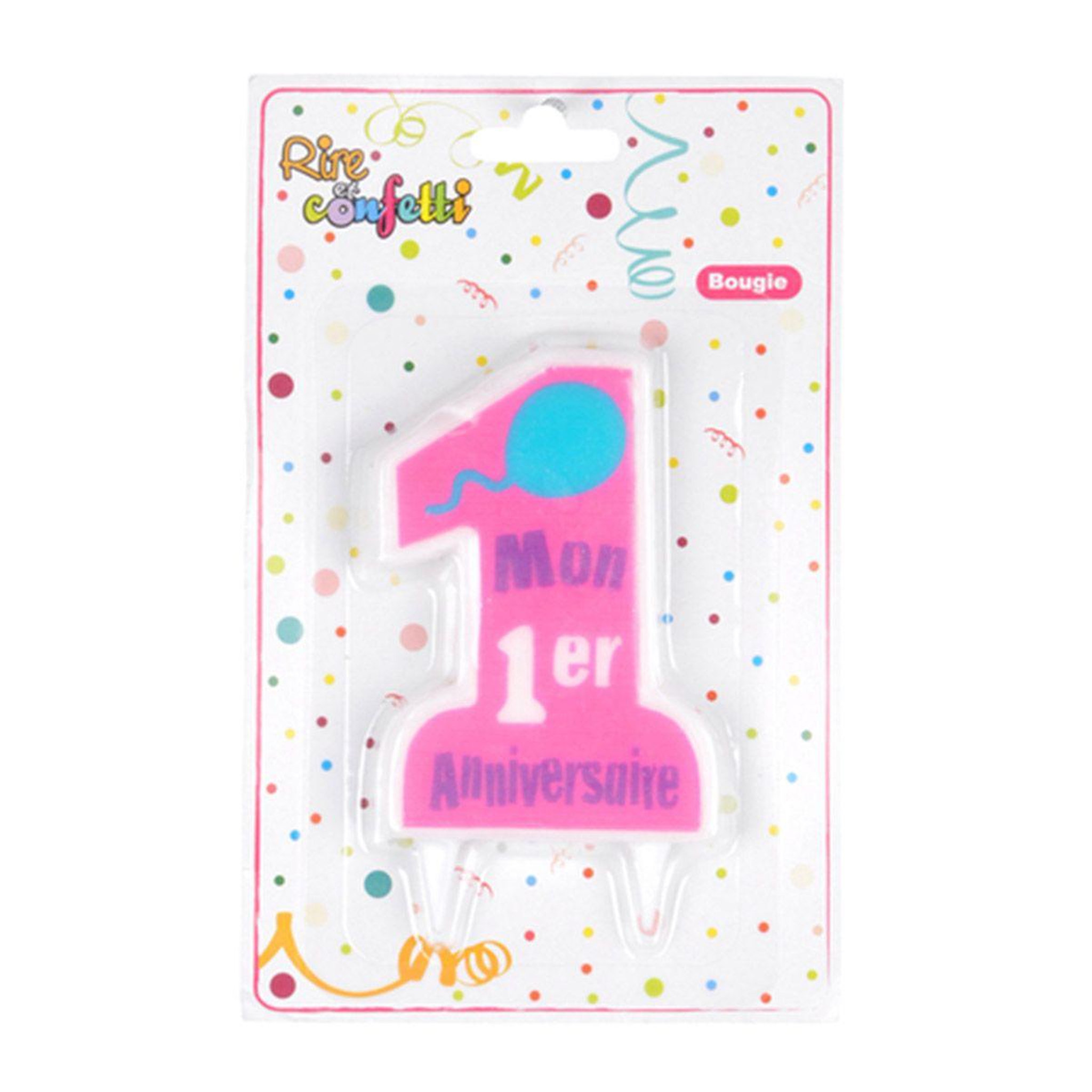 Voir la diapositive 2 : HOMEA Bougie  Mon Premier Anniversaire  9cm Rose