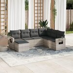 VIDAXL Salon de jardin avec coussins 7 pcs gris clair resine tressee
