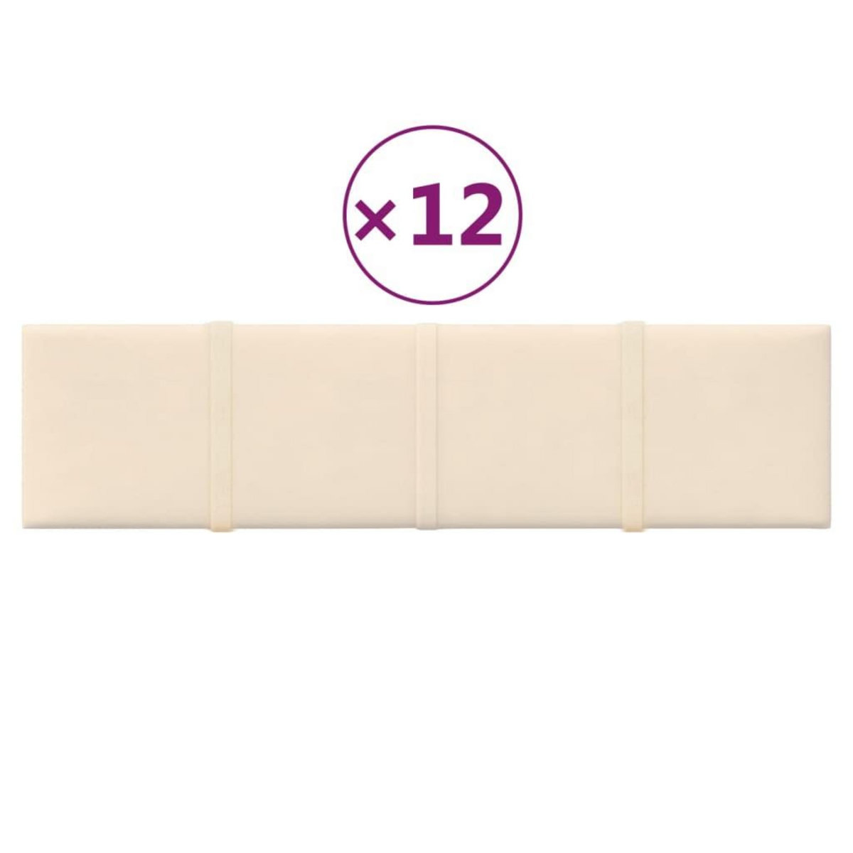 VIDAXL Panneaux muraux 12 pcs Creme 60x15 cm Velours 1,08 m^2
