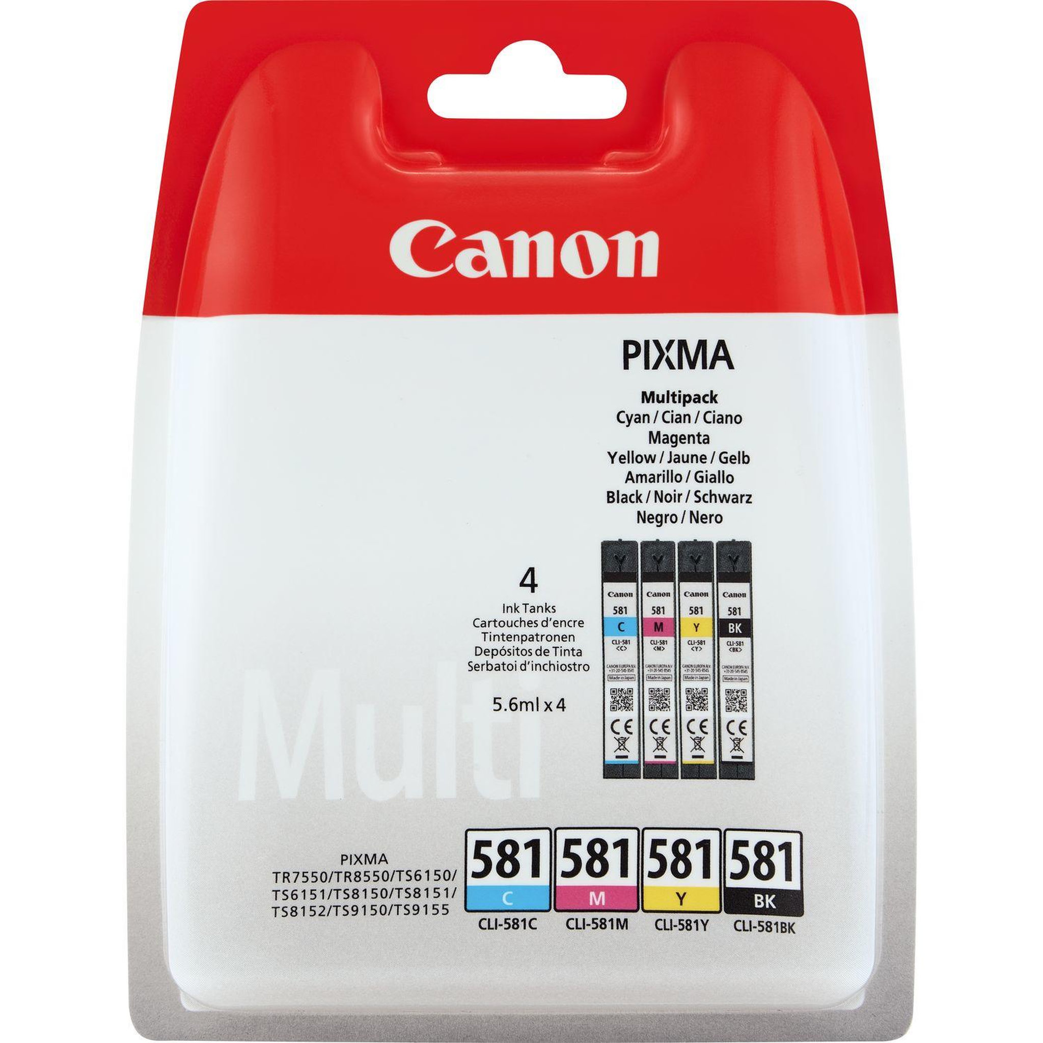 Voir la diapositive 2 : Canon Cartouches d'encre Canon CLI-581 BK/C/M/Y Multi Pack - 4er-Pack