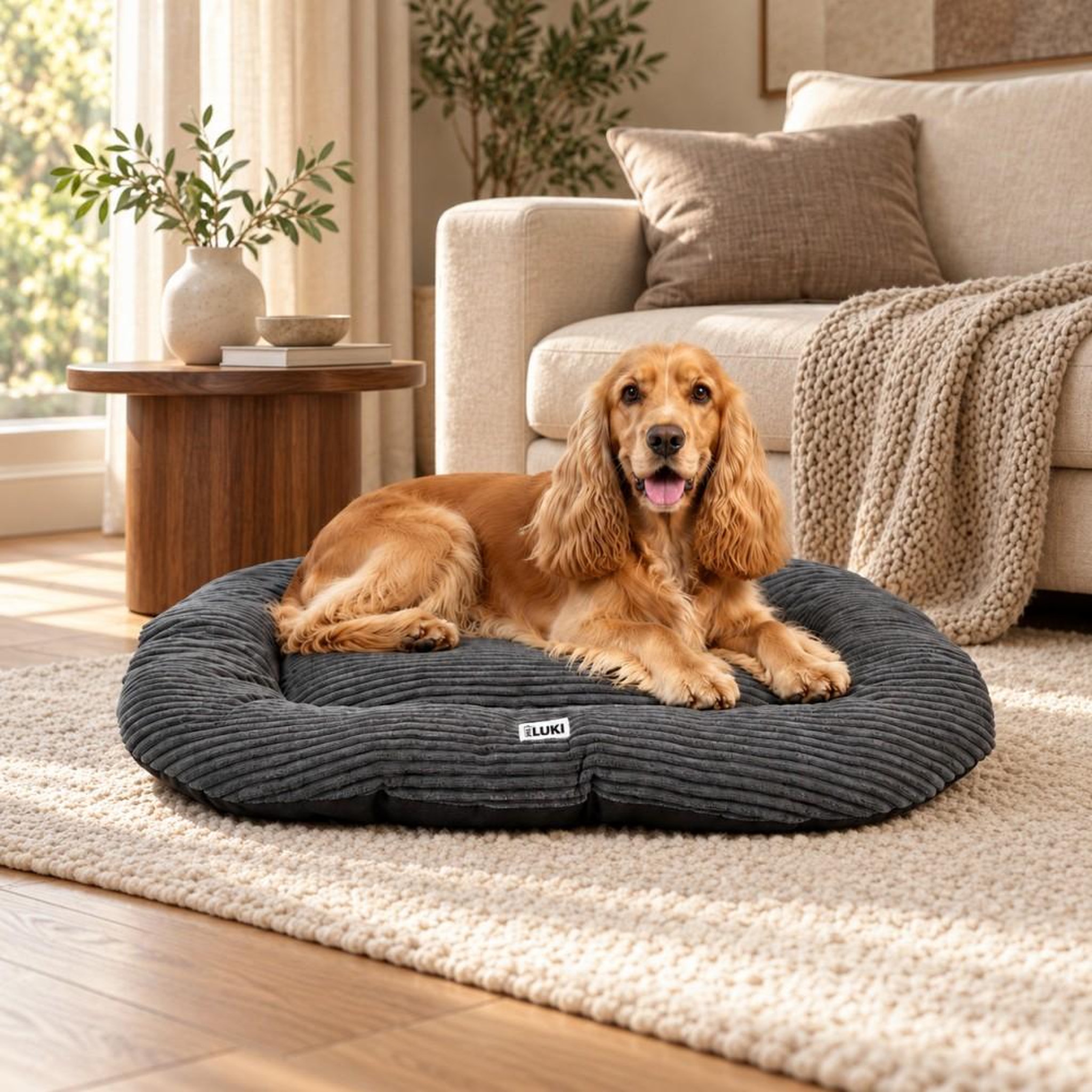 Voir la diapositive 3 : MON AMI LUKI MON AMI LUKI - Coussin ovale antidérapant velours côtelé couleur gris pour chien