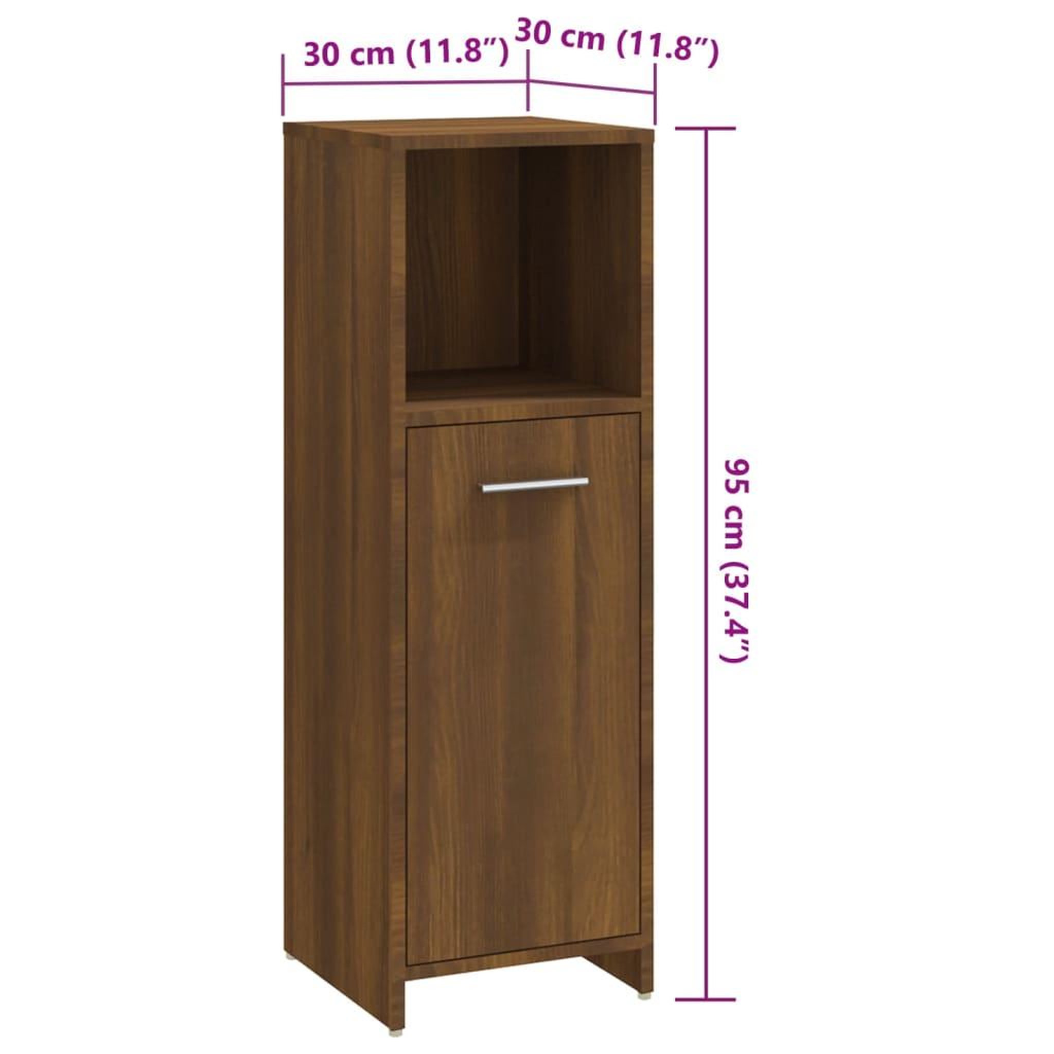 Voir la diapositive 6 : VIDAXL Armoire de bain Chene marron 30x30x95 cm Bois d'ingenierie
