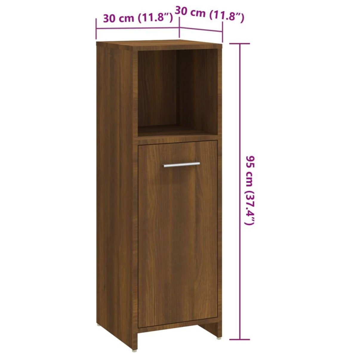 VIDAXL Armoire de bain Chene marron 30x30x95 cm Bois d'ingenierie