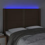 Voir la diapositive 4 : VIDAXL Tete de lit a LED Marron fonce 147x16x118/128 cm Tissu