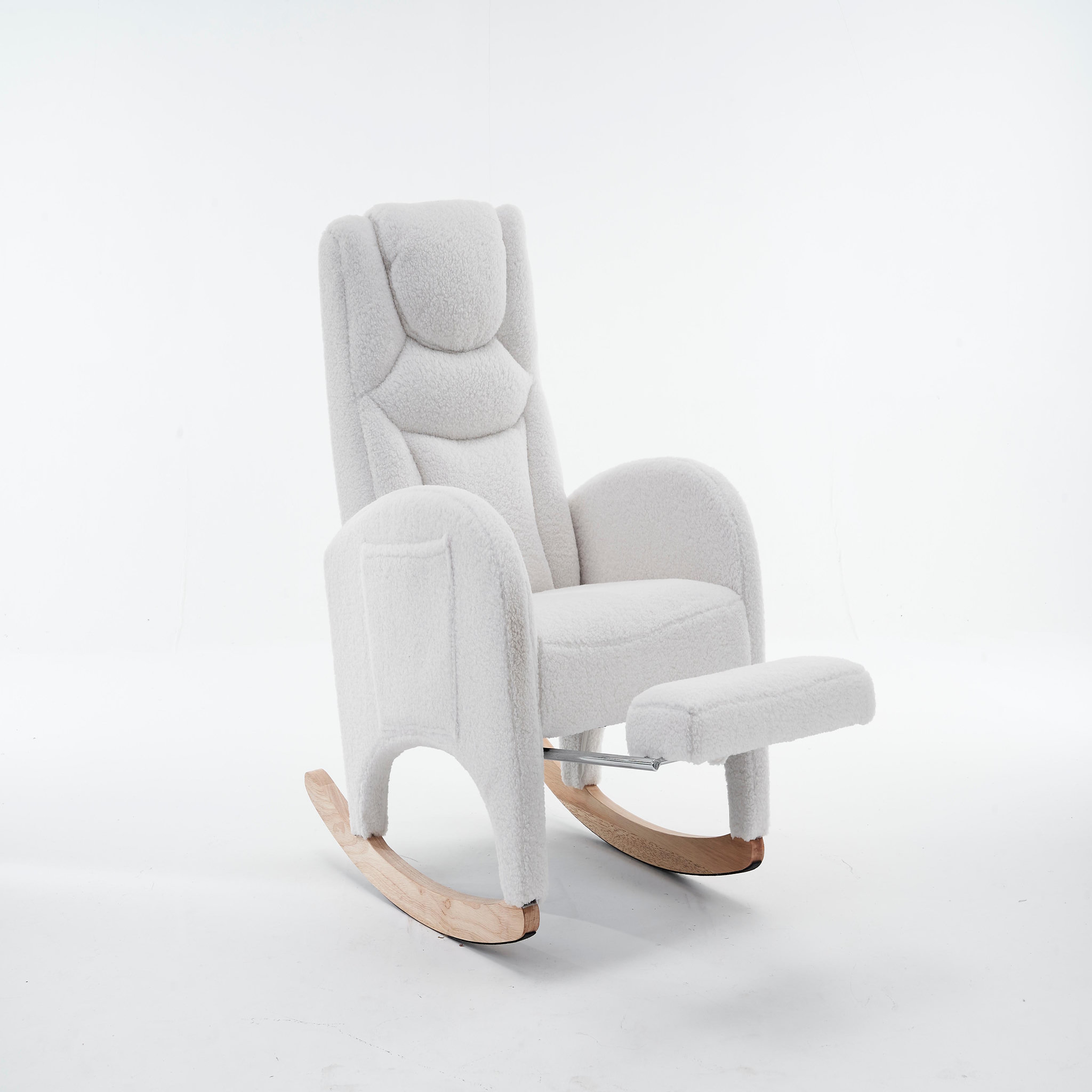 Voir la diapositive 5 : MERAX Fauteuil à Bascule Rocking Chair Avec Repose-pieds Extensible Blanc