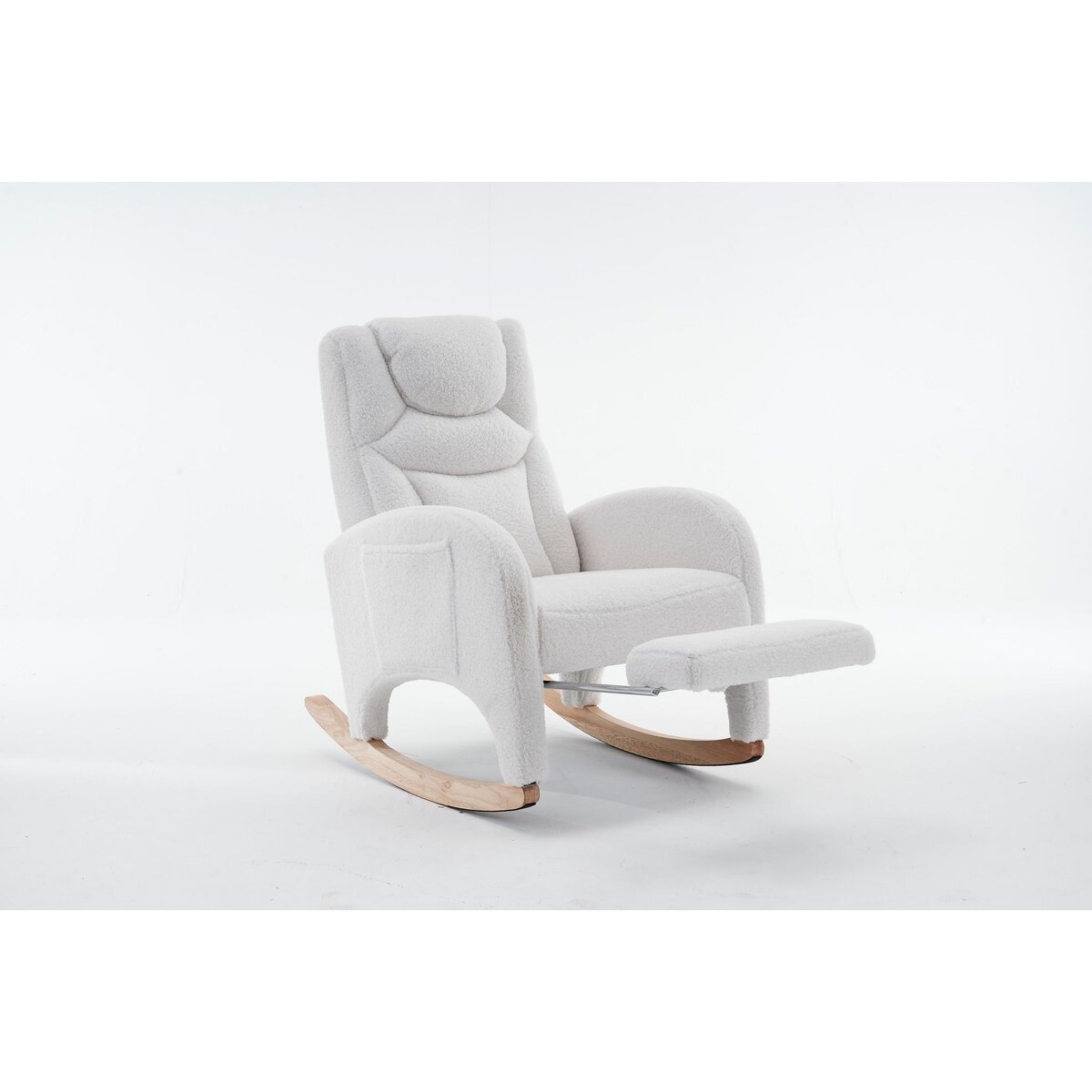 MERAX Fauteuil à Bascule Rocking Chair Avec Repose-pieds Extensible Blanc