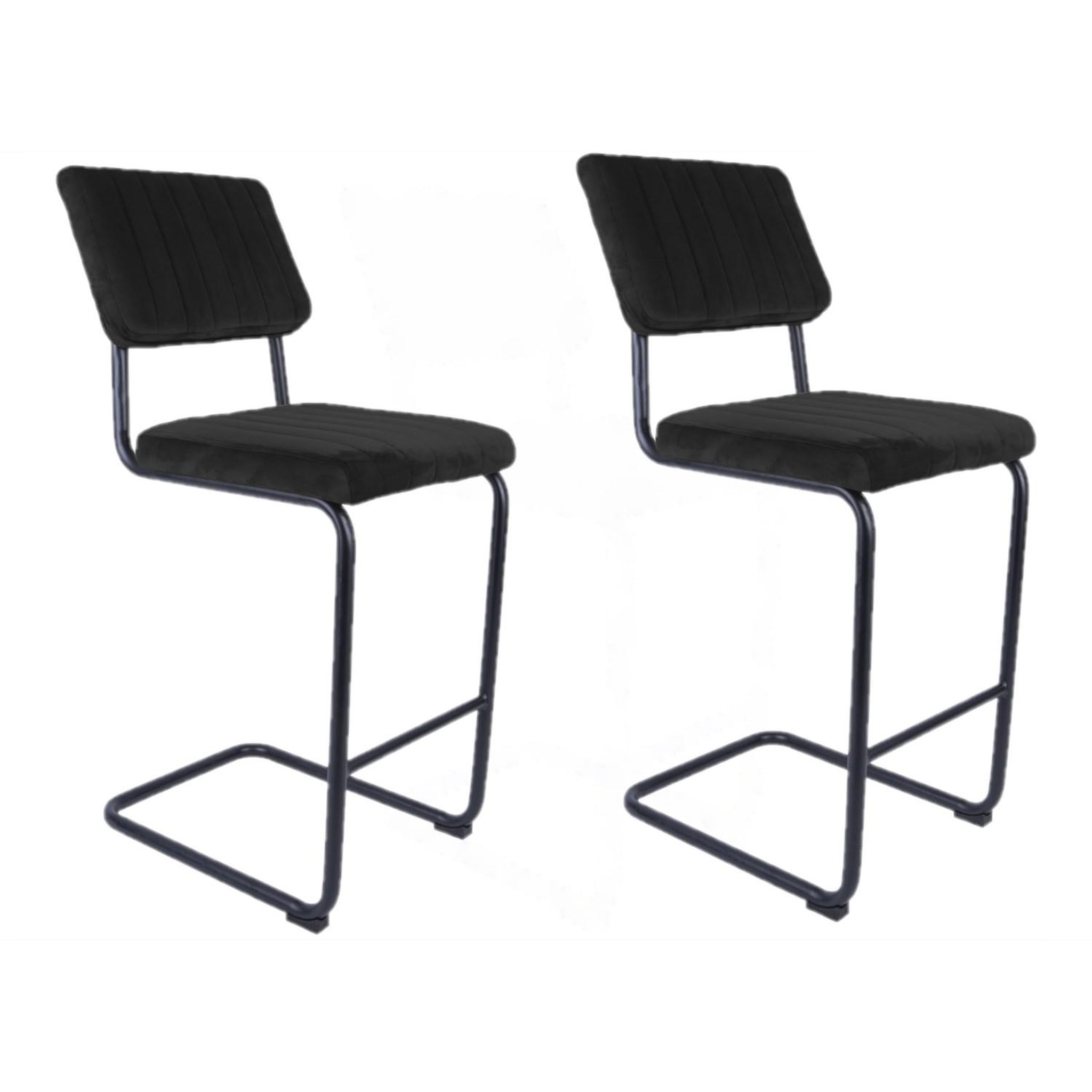 Leitmotiv 2 tabourets de bar cantilevers design velours keen. Coloris disponibles : Vert