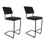 Leitmotiv 2 Tabourets de bar cantilevers design velours Keen. Coloris disponibles : Vert