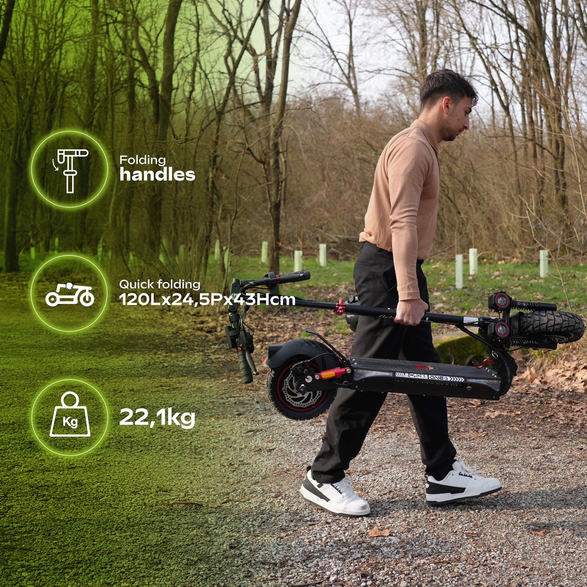 Voir la diapositive 3 : URBANGLIDE Poids 23kg – autonomie jusqu'a 60 km – batterie 54v – ecross pro - es – trottinette électrique adulte urbanglide – pneu tubeless 10