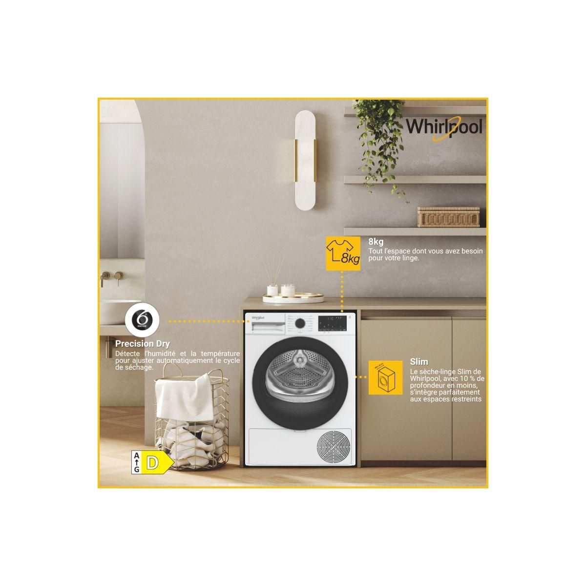 Whirlpool Sèche linge pompe à chaleur CWSD83MWBSFR