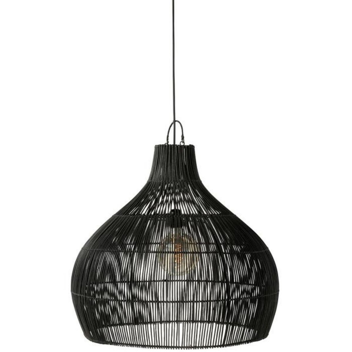 Paris Prix Abat-Jour Poire en Rotin  Lyna  80cm Noir