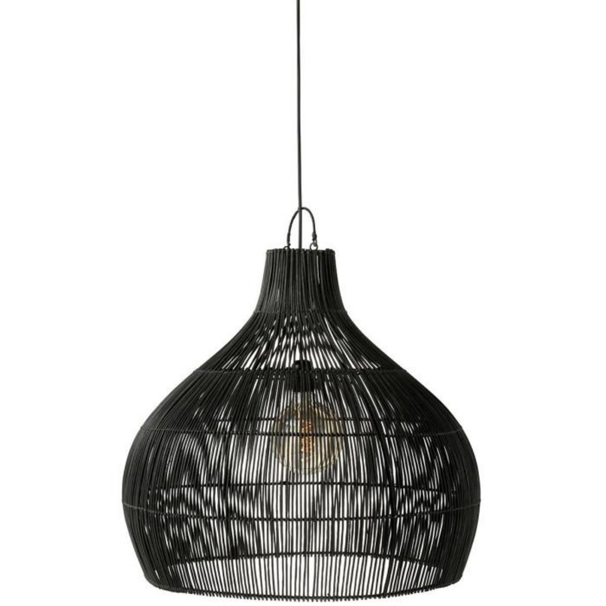 Paris Prix Abat-Jour Poire en Rotin  Lyna  80cm Noir