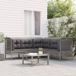 VIDAXL Salon de jardin 5 pcs avec coussins Gris Resine tressee
