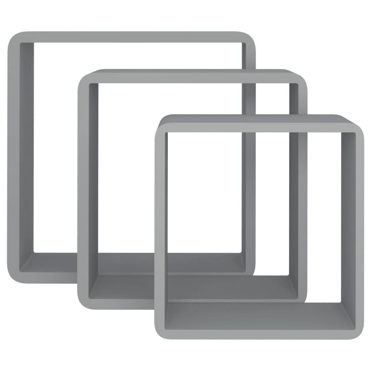 VIDAXL Etageres murales sous forme de cube 3 pcs Gris MDF