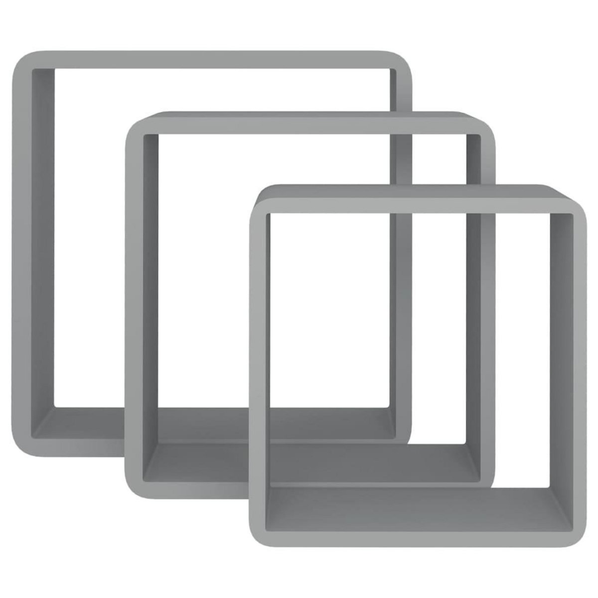 VIDAXL Etageres murales sous forme de cube 3 pcs Gris MDF