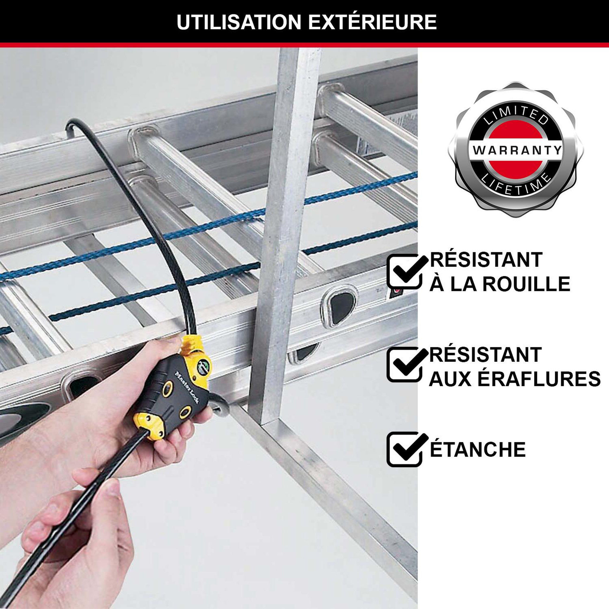 Voir la diapositive 3 : Master lock Câble antivol ajustable [longueur ajustable de 30 cm à 4,5 m] [solution brevetée python] 8420eurd