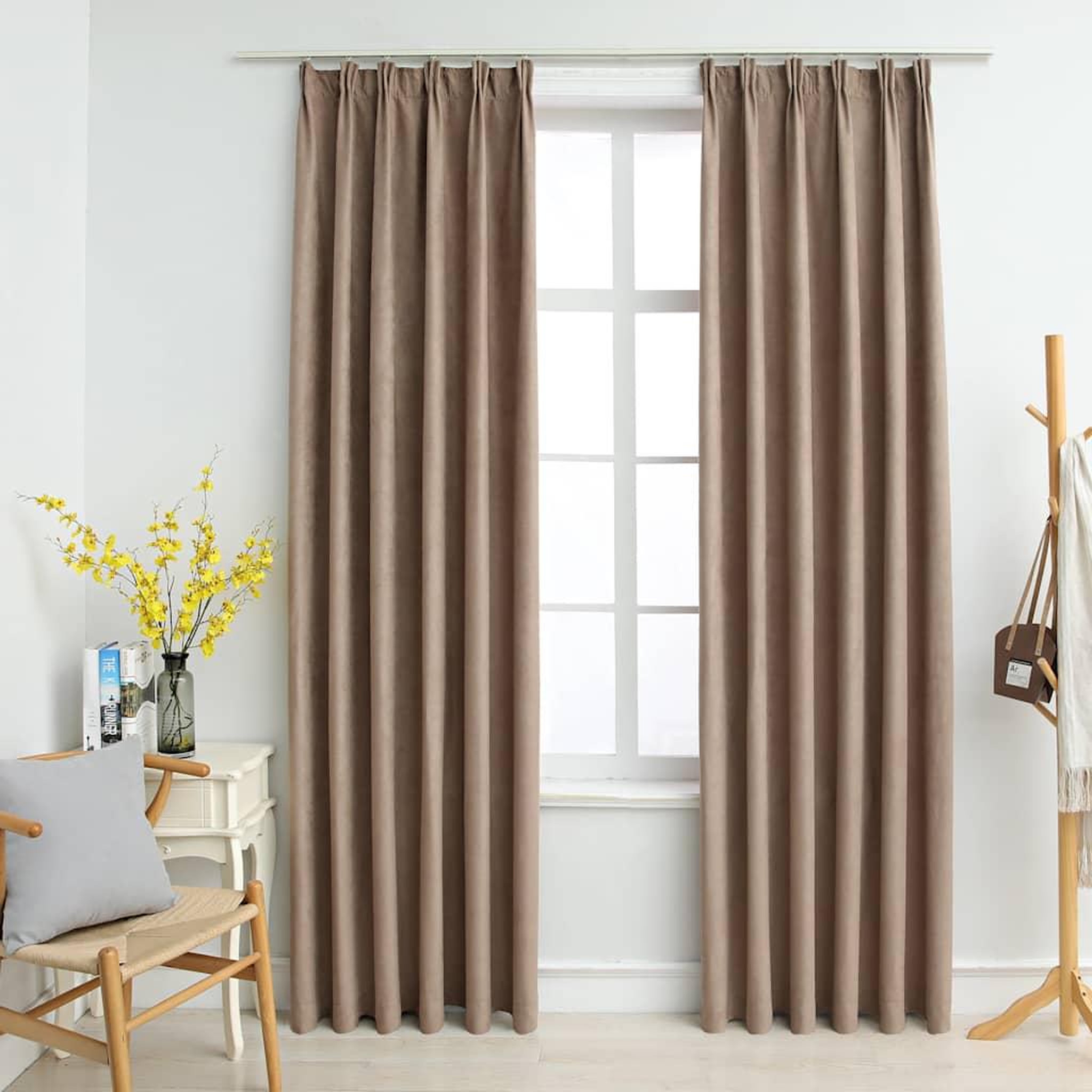VIDAXL Rideaux occultants avec crochets 2 pcs Taupe 140x175 cm