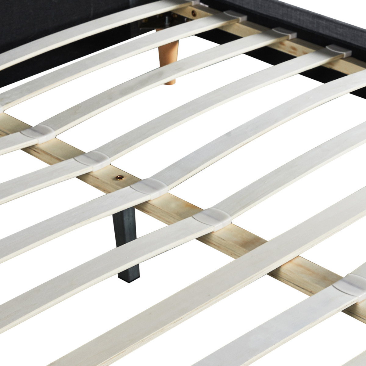 ID MARKET Lit double scandinave BALTA avec tête de lit et sommier 140 x 190 cm tissu gris anthracite