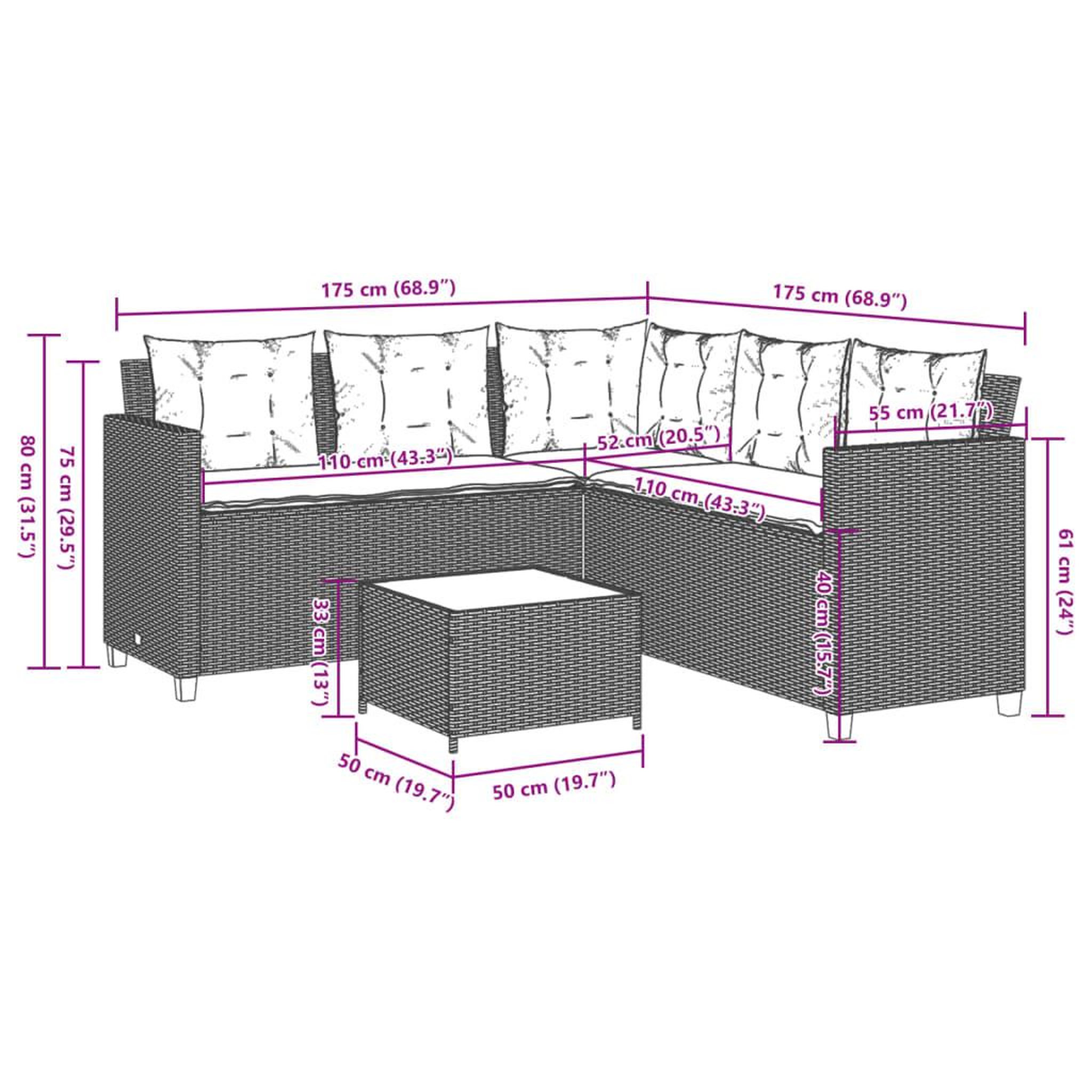 Voir la diapositive 6 : VIDAXL Canape de jardin avec table et coussins en forme de L beige