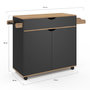 Voir la diapositive 5 : ID MARKET Desserte de cuisine COSY XXL placard avec tiroir noir et plateaux façon hêtre L.90 CM