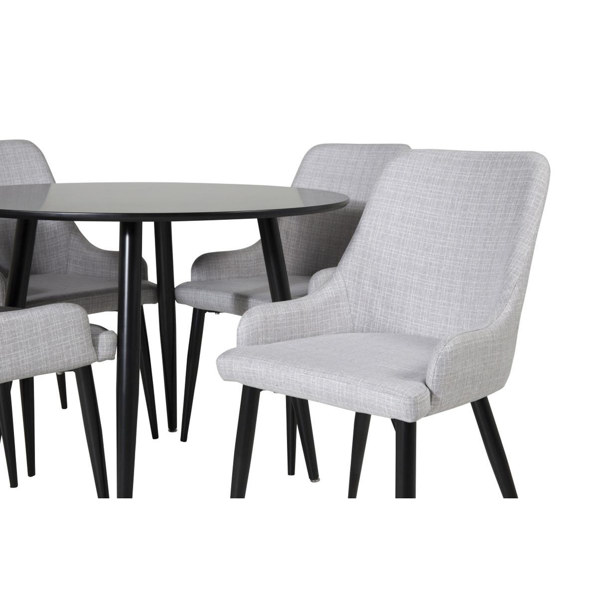 Voir la diapositive 2 : Paris Prix Ensemble table à manger & 4 chaises  plaza & runt  100cm noir & gris