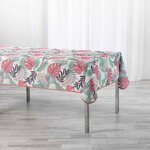 Paris Prix Nappe Antitache  Beauty Jungle  150x240cm Blanc & Rose