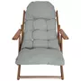 HOMCOM Fauteuil chaise pliable et inclinable en bois grand confort avec coussin capitonné épais - dim. 71I x 89P x 96H cm - gris