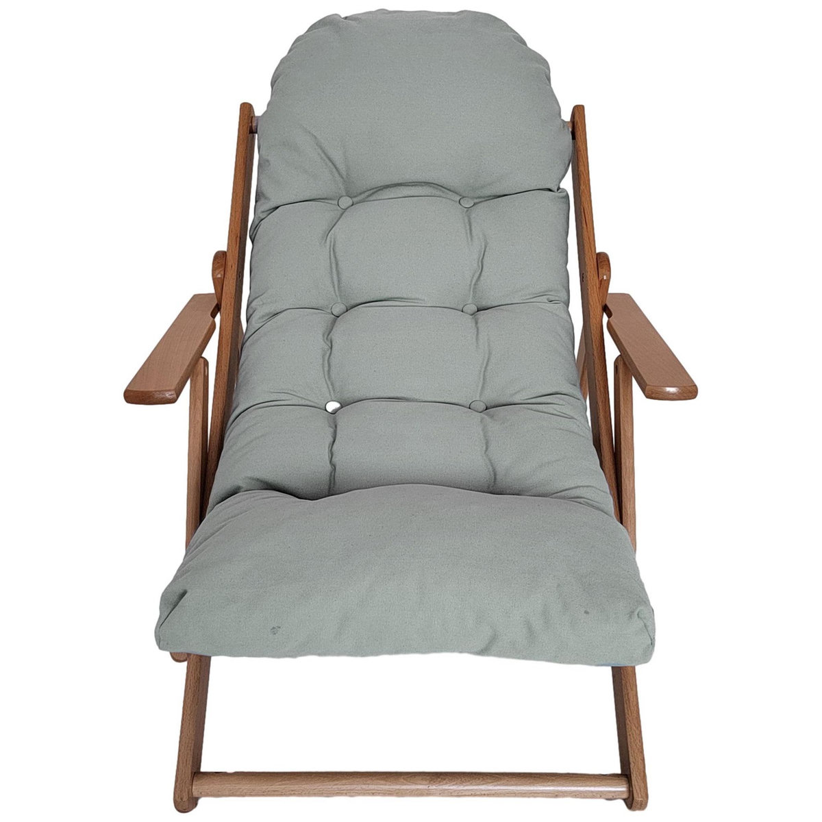 HOMCOM Fauteuil chaise pliable et inclinable en bois grand confort avec coussin capitonné épais - dim. 71I x 89P x 96H cm - gris