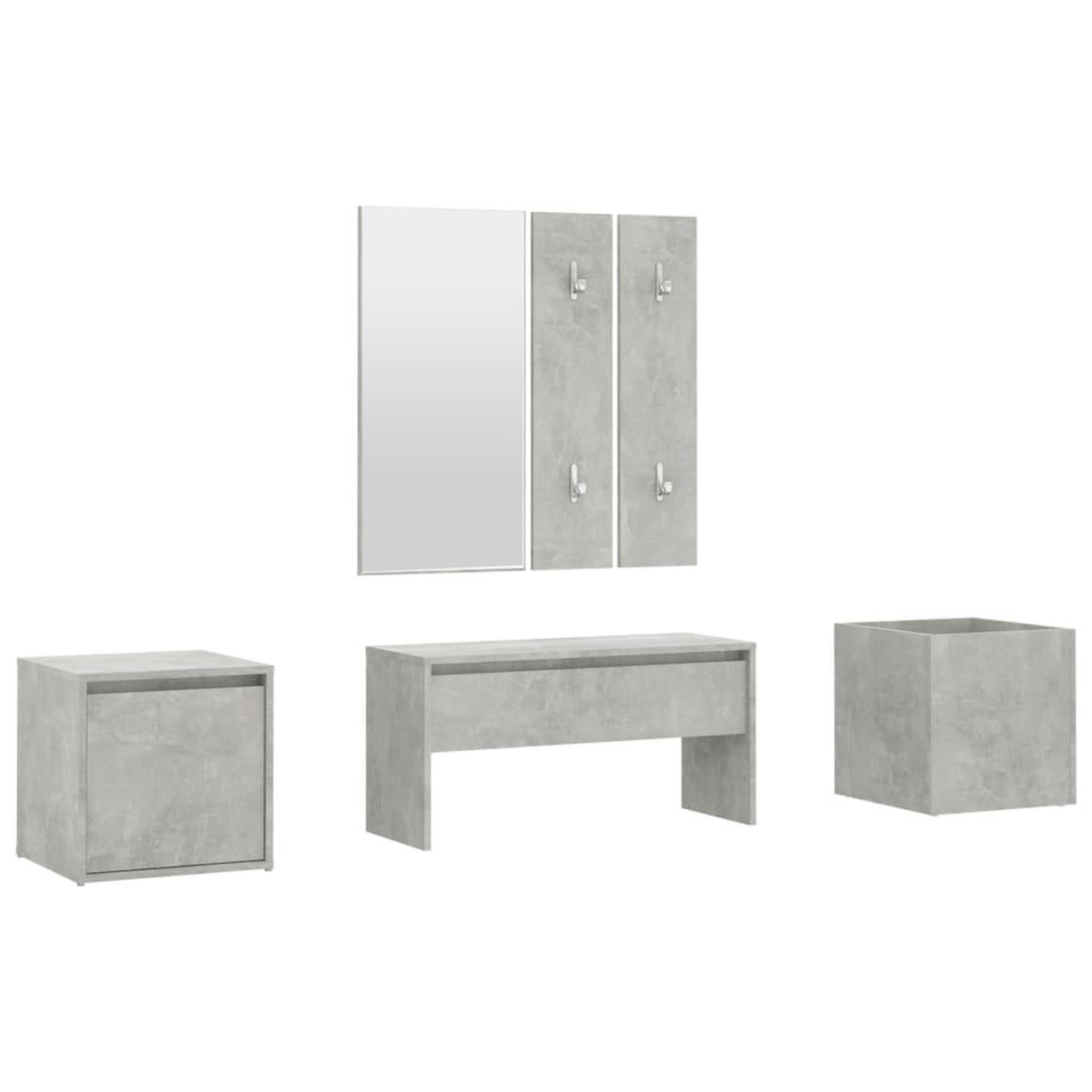 Voir la diapositive 2 : VIDAXL Ensemble de meubles de couloir Gris beton Bois d'ingenierie