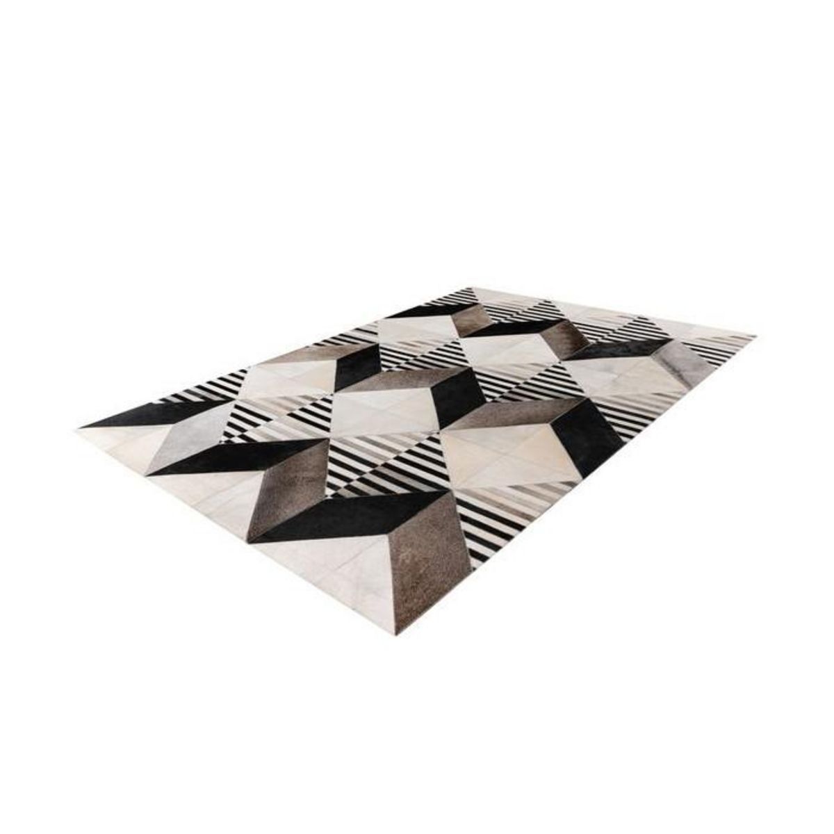 Paris Prix Tapis Fait Main en Cuir  Lavin IV  Noir & Multicolore