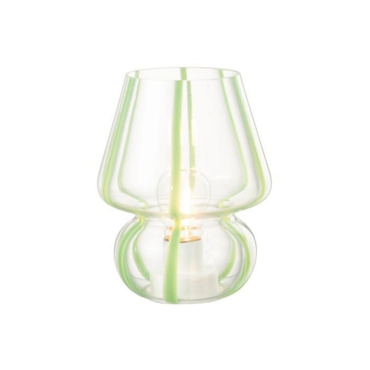 Paris Prix Lampe à Poser Rayures en Verre  Ophelie  19cm Vert