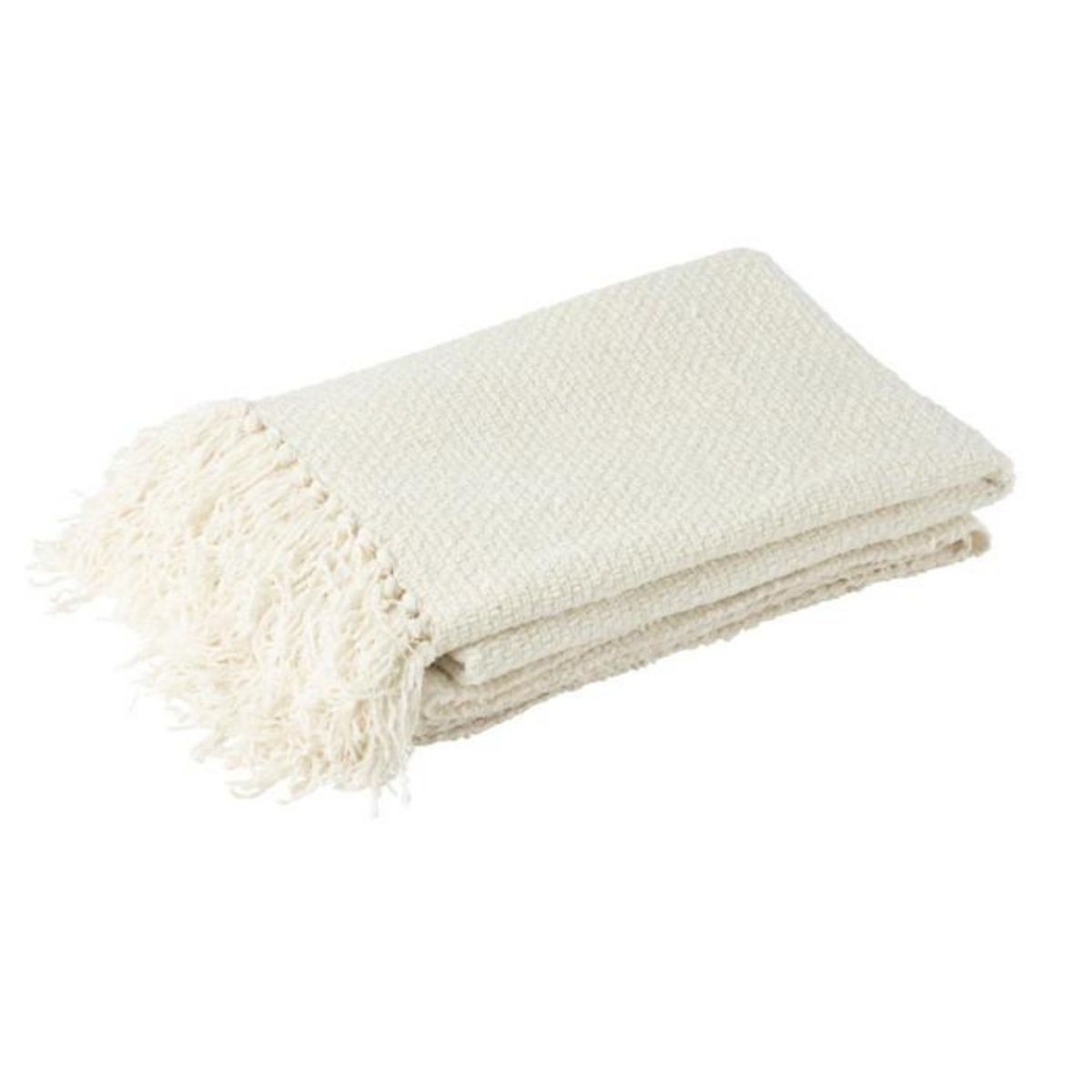 Paris Prix Plaid Tissé en Viscose  Saya  130x180cm Blanc