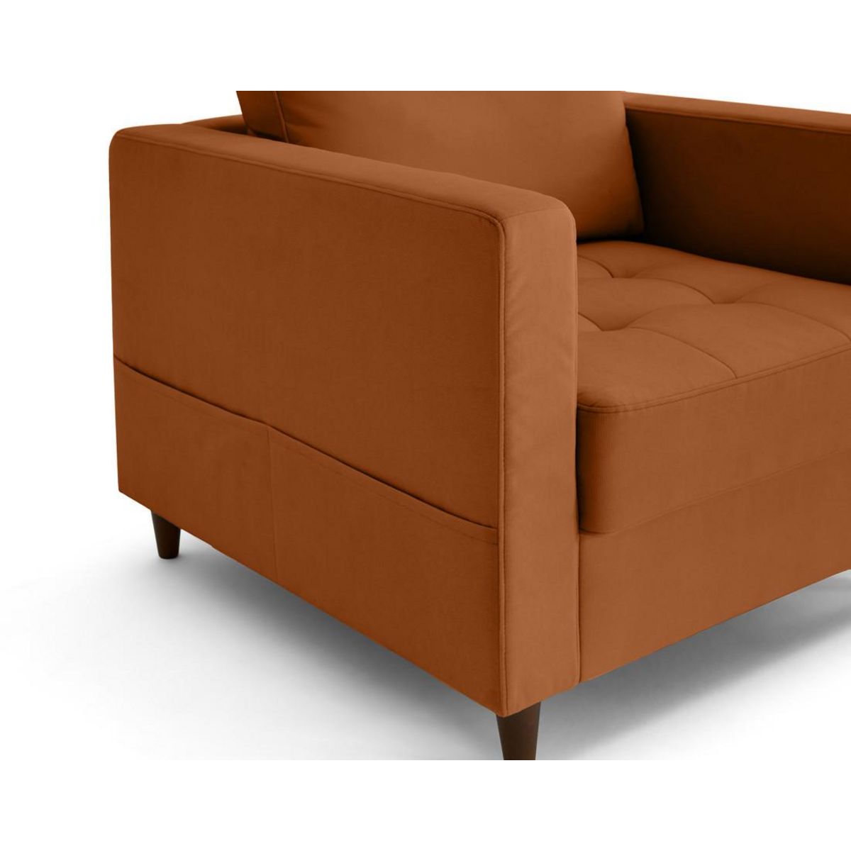 LISA DESIGN Anna - fauteuil avec poche en velours - pieds en bois