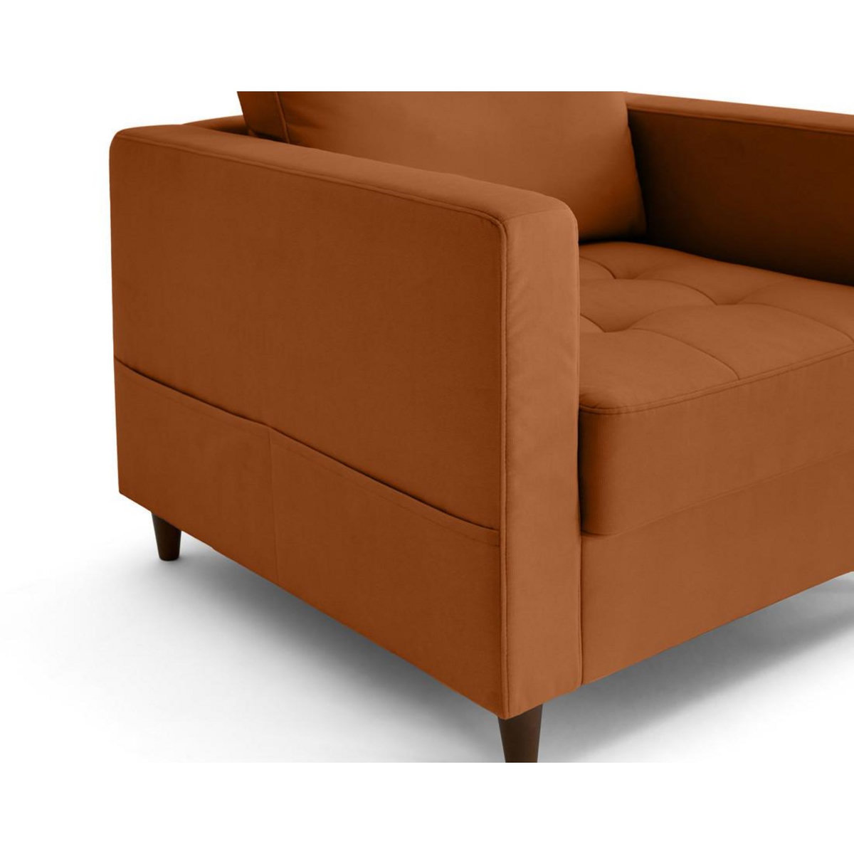 LISA DESIGN Anna - fauteuil avec poche en velours - pieds en bois