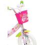 Voir la diapositive 4 : Vélo enfant - Modèle 12'' Pink Bloom pour enfant de 85 à 100 cm - 1 Frein - Panier avant - Porte poupée arrière et roues bâtons